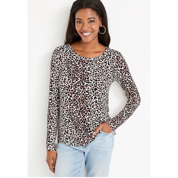 Maurice's 24/7 Leopard Long Sleeve Tee Shirt Sz XXL Animal Print - Picture 1 of 12